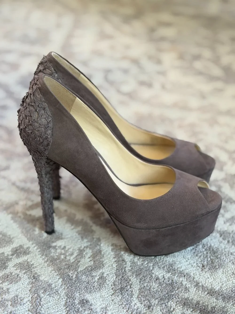 NWOT Brian Atwood Blayne Suede Peep Toe Pumps